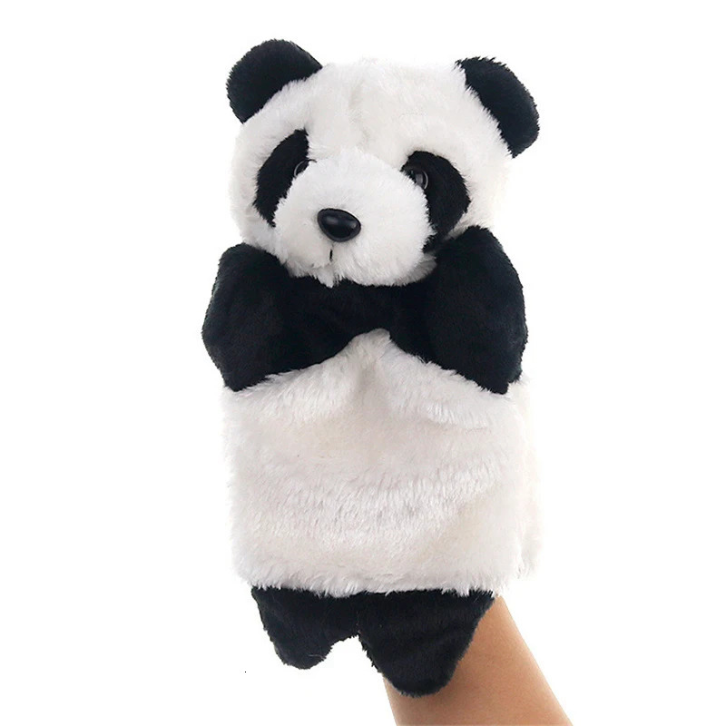 Free shipping 25cm Panda Plush Hand Puppet Animal Stuffed Doll Soft Glove Cartoon Role Play Bedtime Story Telling Kid Children Learning ppet