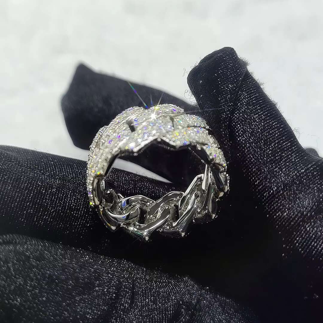 Moissanite Sterg Sier Custom JewelryVVS Lab Dia Hip Hop Heart Ring