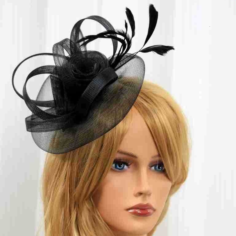 FS Fascinators Black White Weddings Pillbox Hat For Women Church Sraw Fedora Wide Ladies Dress Sinamay Derby Hats 240401