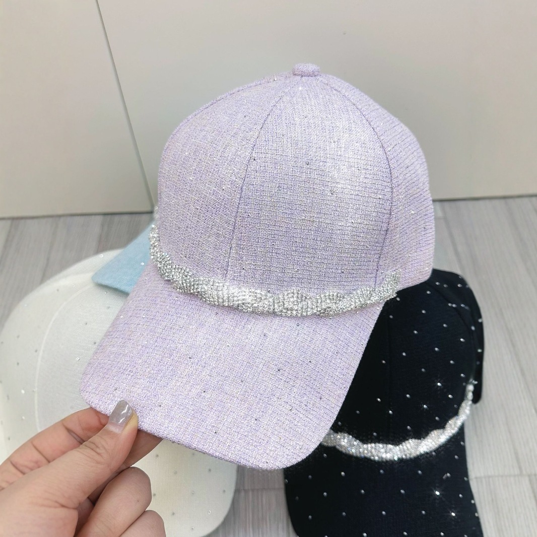 Women Cotton Solid Color Baseball Cap Men Classic Retro Diamond Letters Adjustable Sun Hat Summer Sports Leisure Caps 240220