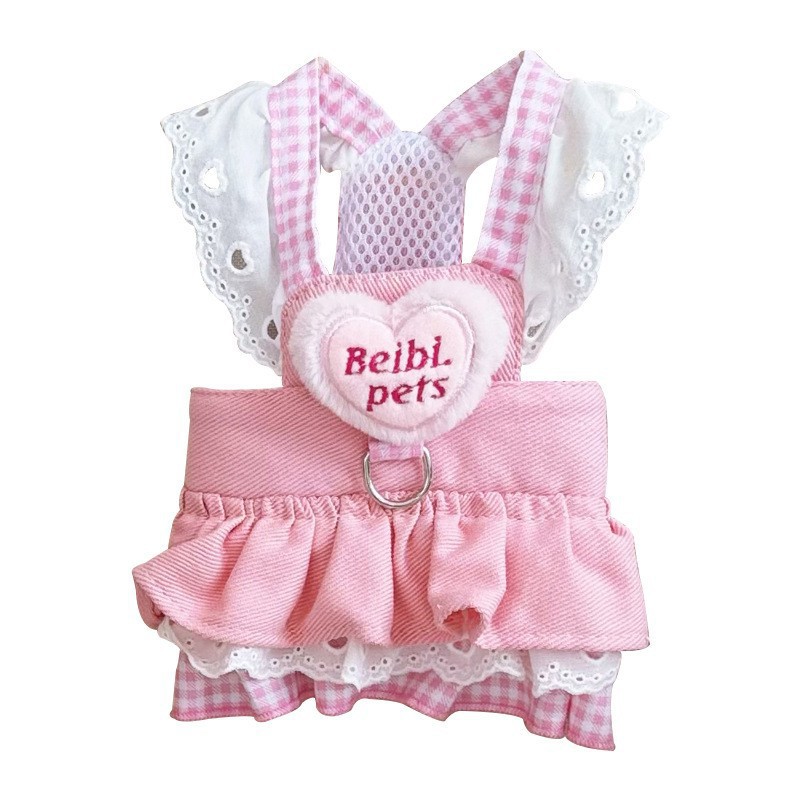 Pet designer dog collar Fashion Print Cat Dog Neck Decoration Accessory Trendy Classic thin denim traction skirt princess small puppy teddy bomei bear