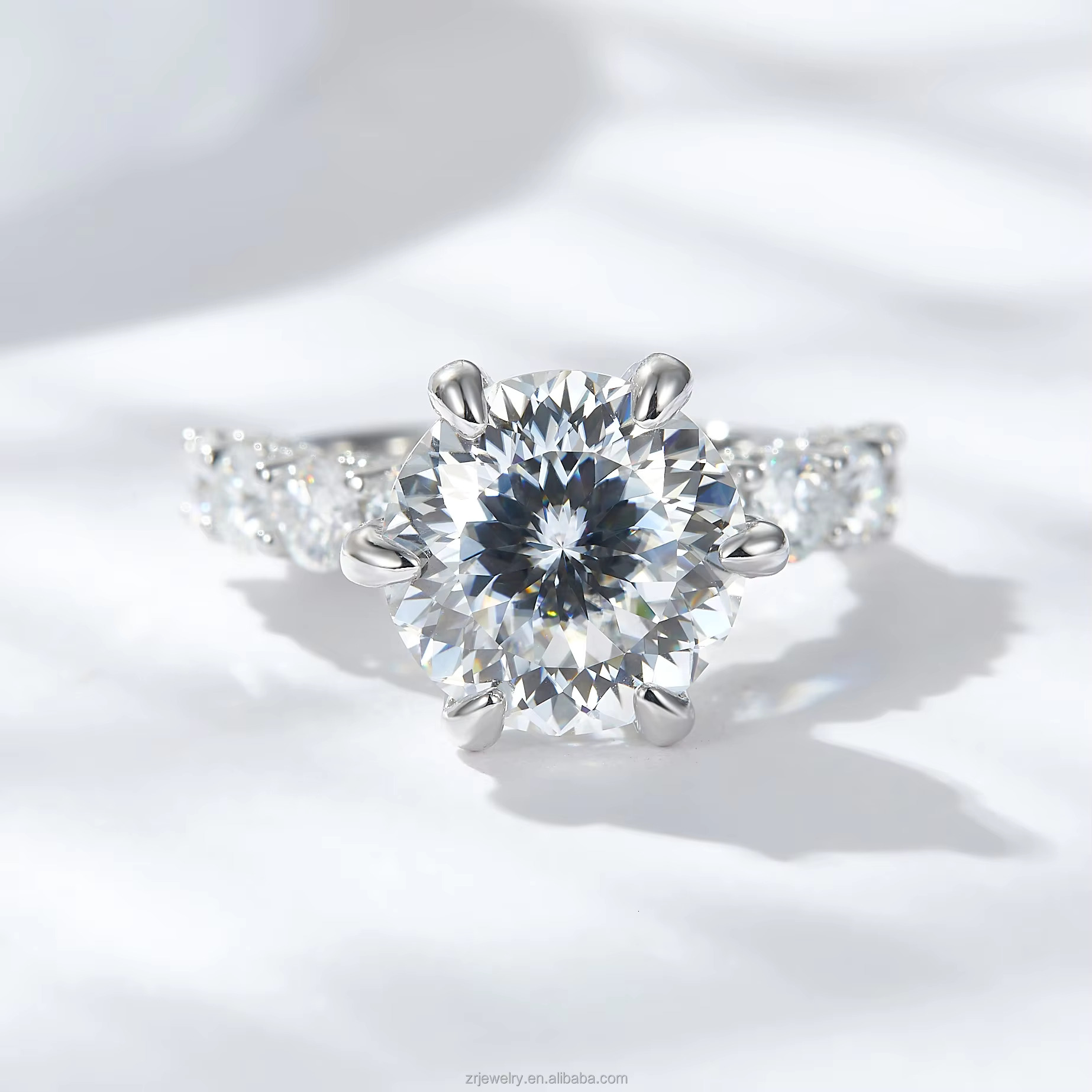 Wholesale 5ct Total Moissanite S925 Sterling Silver 18k Gold Plated Engagement Rings 3ct Vvs D Gra Certified Moissanite Ring