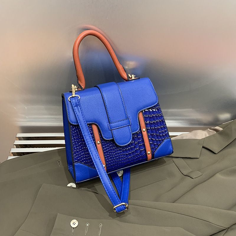Women's Crocodile Print Color Handbag Fashion Large Capacity Single Shoulder Crossbody Small Square Bag