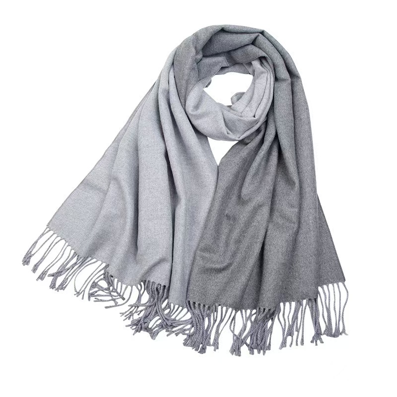 K088 Shanghai Story Autumn and Winter Solid Color Imitation Cashmere Scarf Double-sided Women's Fashionable and Versatile Lengthened Thick Tassel