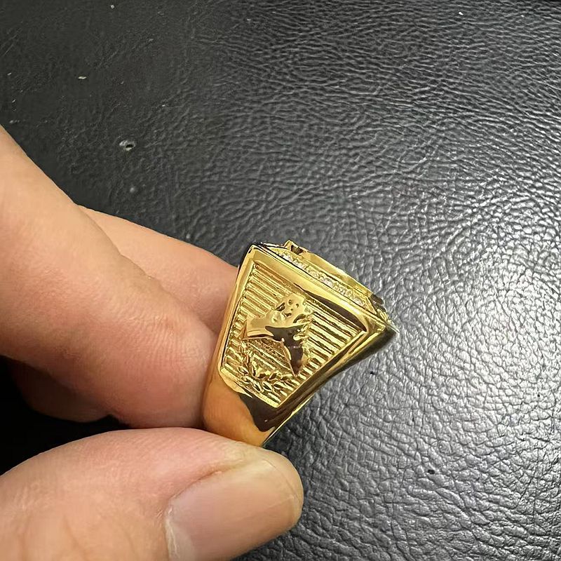 Hip Hop Vintage Square Eagle Casting Ring Stainless Steel Gold Plated Mens Jewelry
