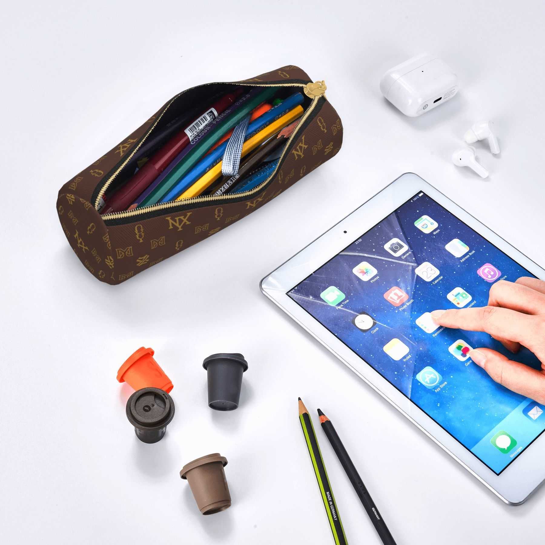 NXY Round Bucket Designer Makeup Bag Brown Cosmetic Pouch Women Casual Zipper Toiletry Wash Bags Cases Designers Make Up Bag