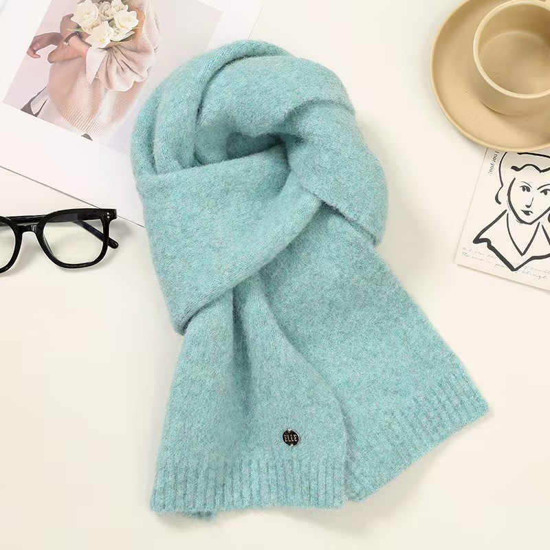 K091 2025 Korean winter new knitted scarf wool warm yarn all-match solid color neck accessories wholesale