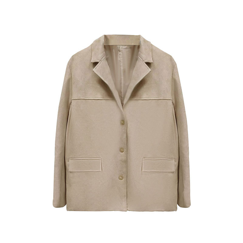 F39Stylish Brown Pocketed Overcoat for Ladies - Classic Layered Look Inspired by Euro-American Fashion Trends