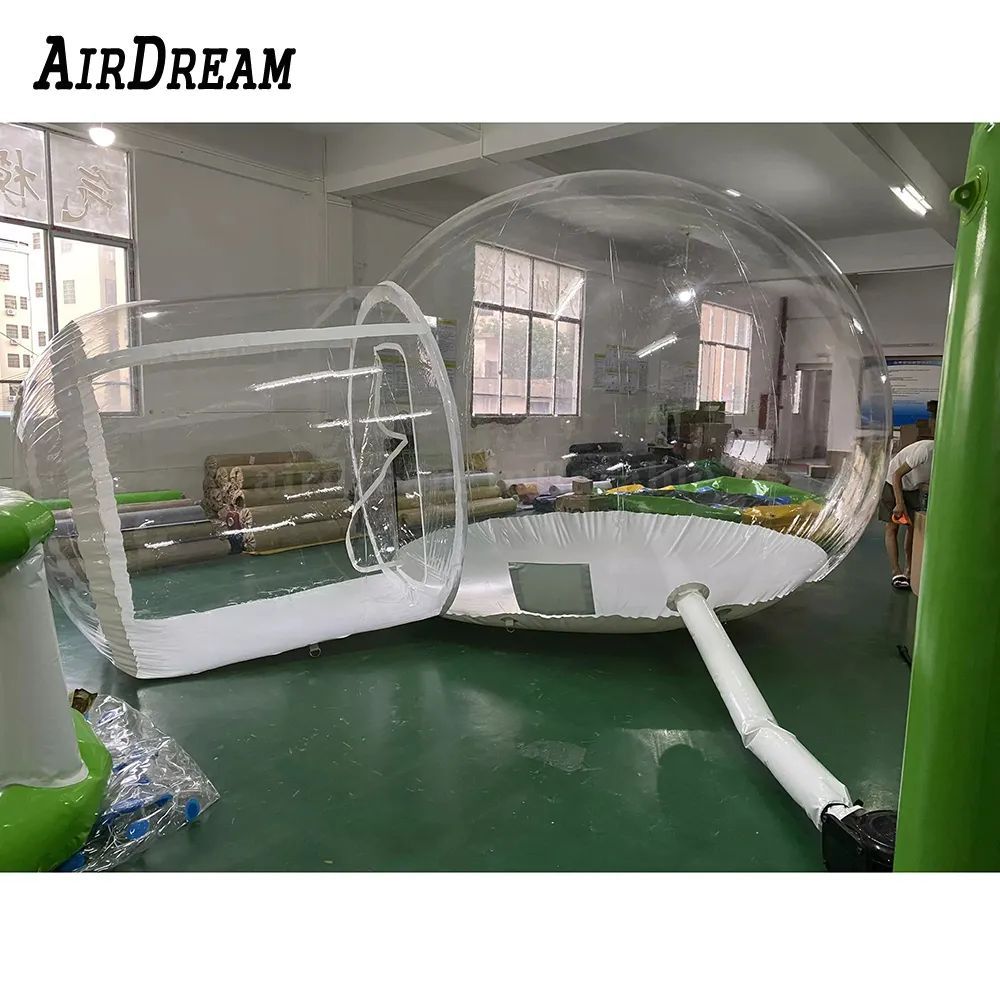 Free shipping Outdoor 5m dia + 2m Tunnel Camping Clear Inflatable Bubble Tent house Air Dome Igloo Transparent with Single Tunnel,tow rooms Privacy Te