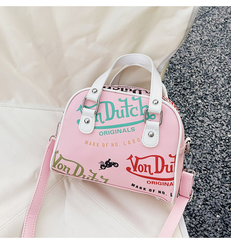 New women's bag color contrast shell bag fashion letter print single shoulder crossbody handbag 2025s