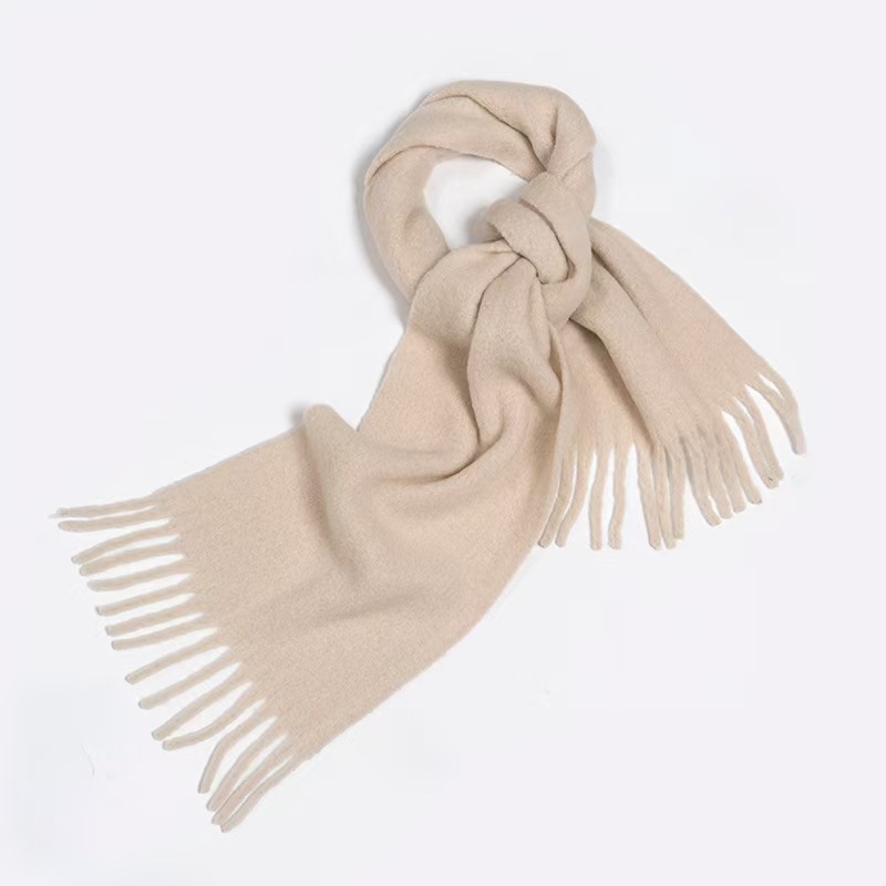 K086 Custom-made alpaca wool blended scarf with super-positive color matching, containing 75% wool, warm and thick solid color neck scarf