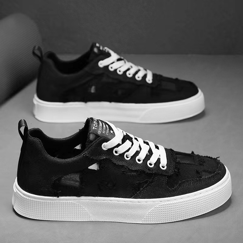 2025 New Summer Men s Shoes Breathable Trendy Lace Up Cloth Shoes Fashion Designer Popular Sports Shoes White Shoes Multi Functional Board Shoes Skate