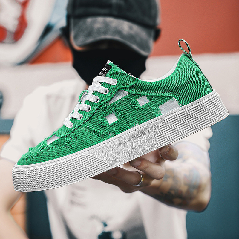 2025 New Summer Men s Shoes Breathable Trendy Lace Up Cloth Shoes Fashion Designer Popular Sports Shoes White Shoes Multi Functional Board Shoes Skate