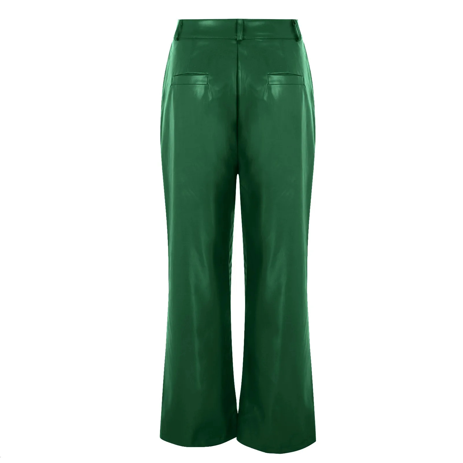 Elastic Straight Tube Womens Trouser Fashion Pu Leather Ladies Pants Vertical Tube Casual Pants For Fine Women Stylish Women 250305