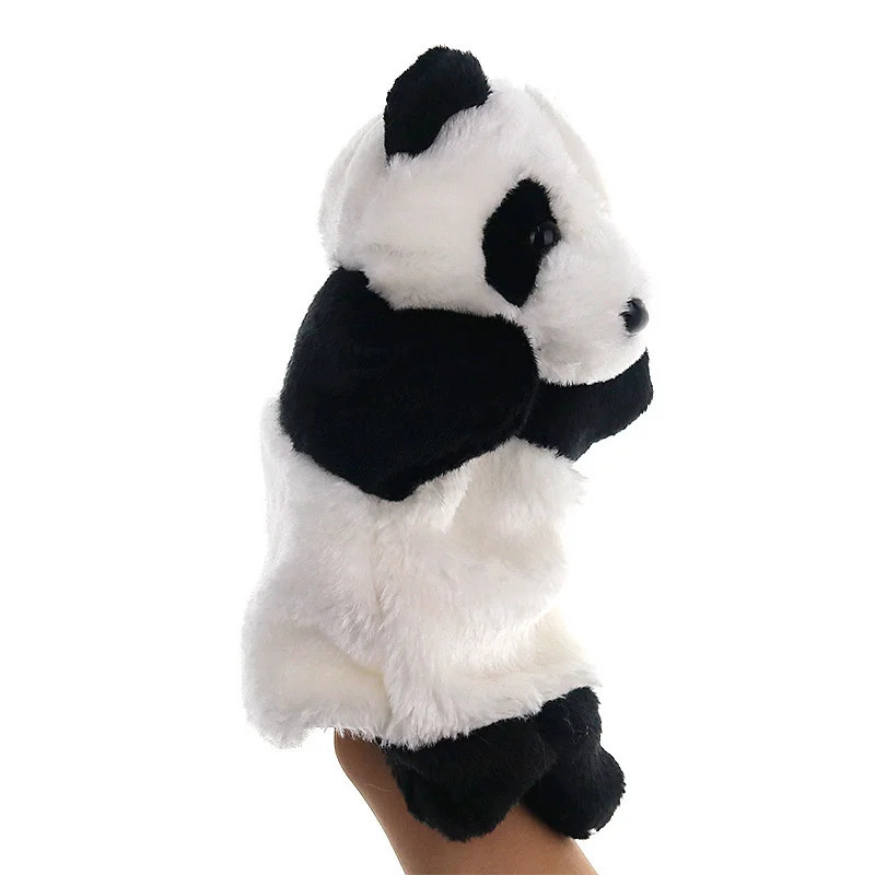 Free shipping 25cm Panda Plush Hand Puppet Animal Stuffed Doll Soft Glove Cartoon Role Play Bedtime Story Telling Kid Children Learning ppet
