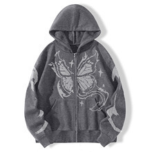 Y2K American Trend Retro God is Good Casual Street Wear Zip-up Hoodie Mens and Womens Harajuku Hip-hop Gothic Street Wear 240828