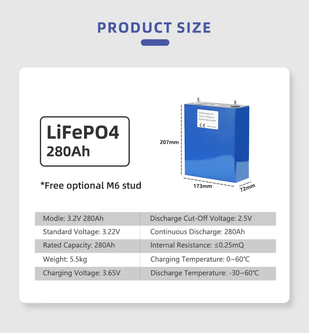 High Cycle Life 280Ah 310Ah 320Ah 340Ah Solar Lithium Battery 3.2V Prismatic batterie LiFePO4 Energy Storage Battery For Solar System