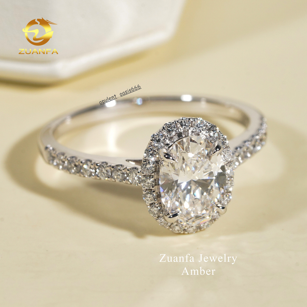 Fast Shipping IGI Certificate E-vvs2 Oval Cut Moissanite Rings 1.13ct Lab Grown Diamond 14K White Gold Engagement Ring