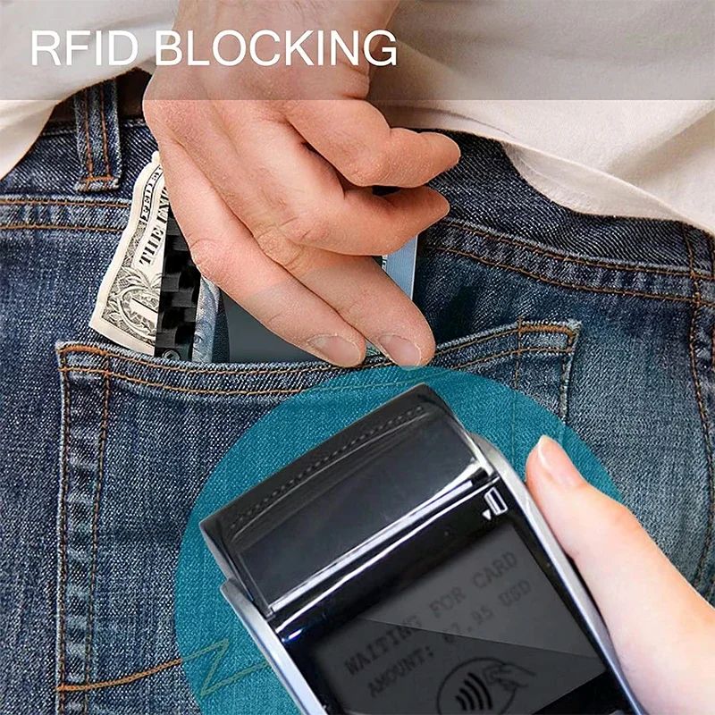 Minimalist carbon fiber RFID holder ultra-thin mini ID credit card holder aluminum alloy men's and women's wallet