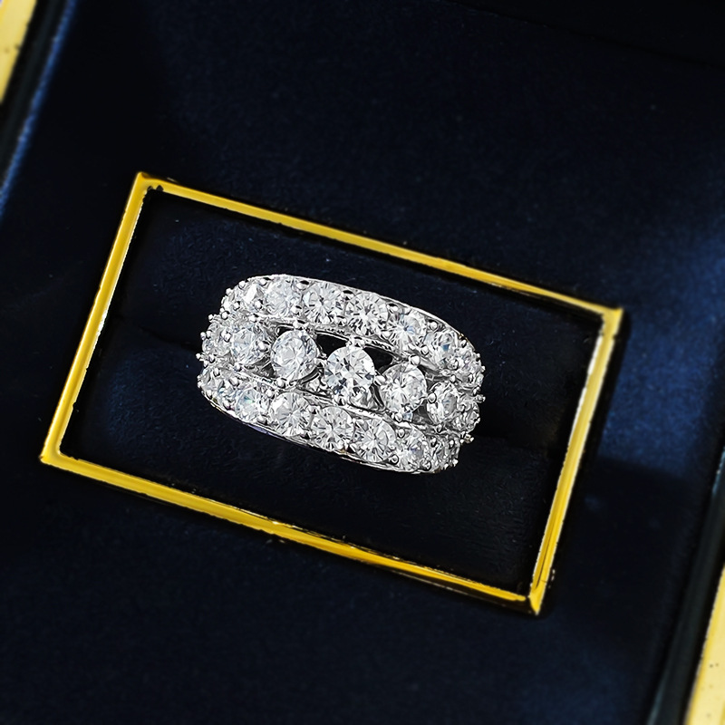 2025 Mother's Day Gift Wedding Ring Gorgeous Luxury Jewelry Genuine 100% 925 Sterling Silver Round Cut Stack White Moissanite Diamond Women Bride