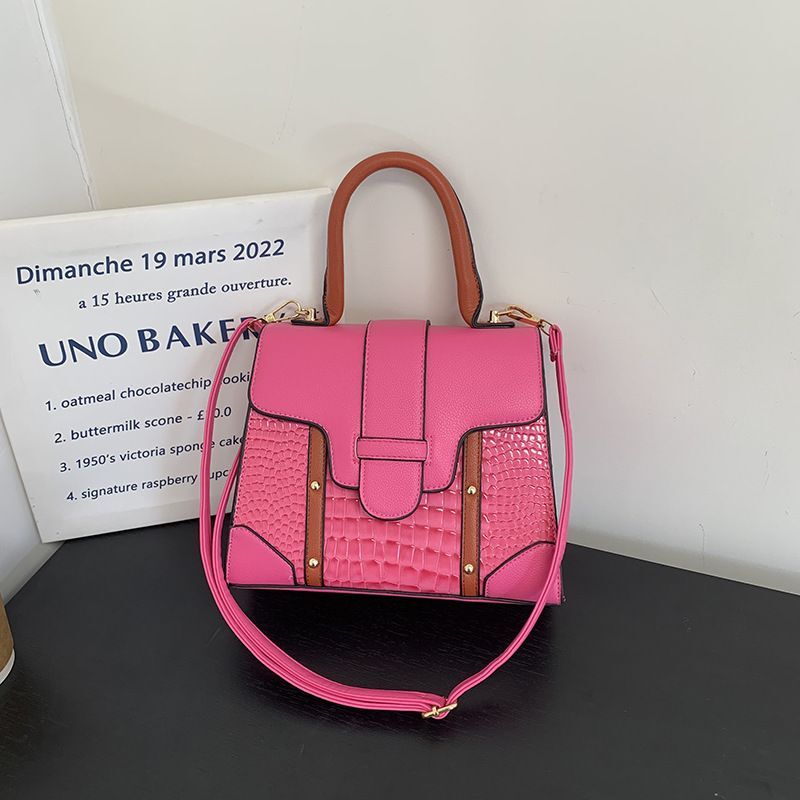 Women's Crocodile Print Color Handbag Fashion Large Capacity Single Shoulder Crossbody Small Square Bag
