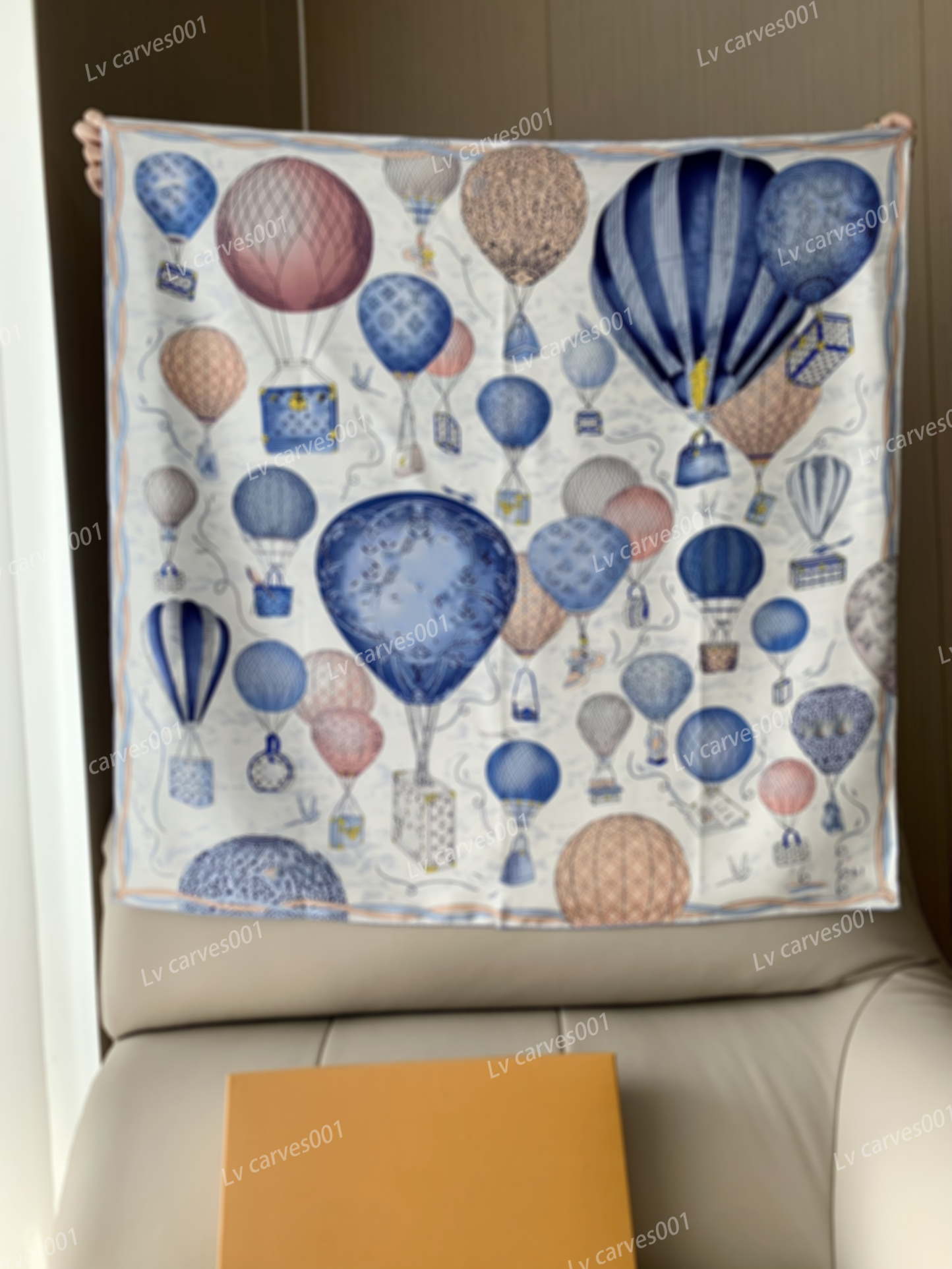 25ss 90*90cm top designer silk scarf, large shawl, hand-rolled edge twill square, 100% mulberry silk luxury balloon pattern scarf