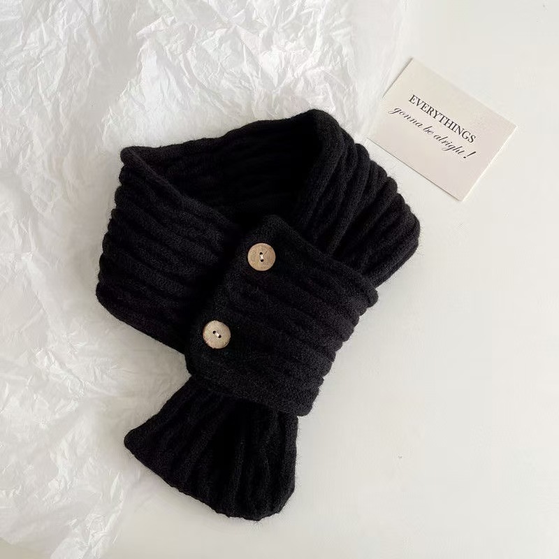 T258 short scarf for women autumn and winter cross knitted scarf Korean version color matching versatile winter warm lazy neck protector
