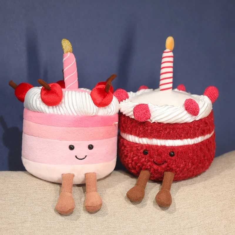 Kawaii Cartoon Hot Cake Plush Doll High Quality Soft Stuffed Fruit Strawberry Wedding Cake Simulation Food Plush Toy Home DecorT250310