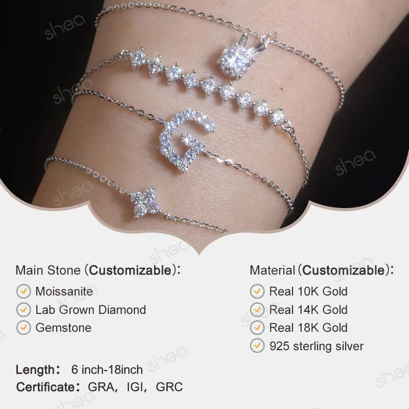 Custom Gia Igi Certified Vvs CVD Hpht Lab Grown Created Made Round Diamond 14k 18k Real Solid Gold Tennis Bracelet for Women