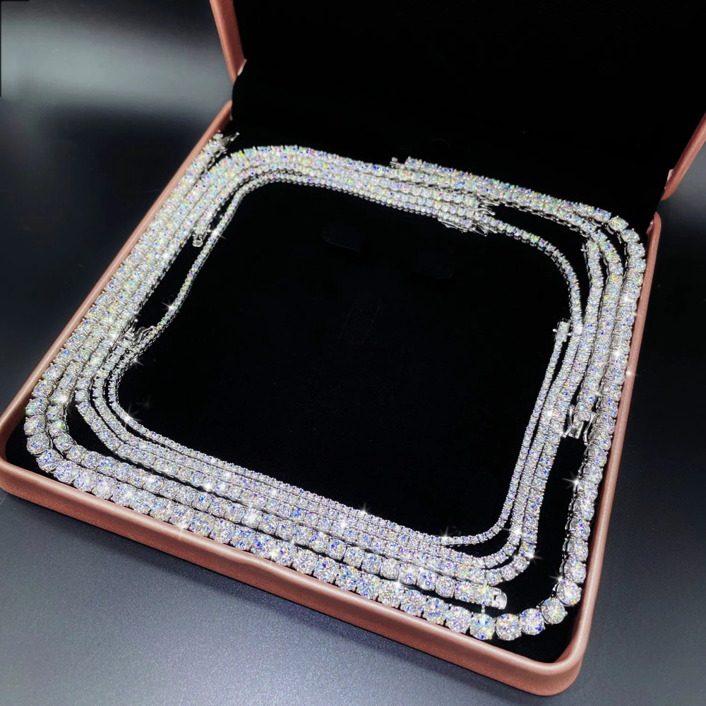 Hip Hop Jewelry Full Size Silver 925 Vvs Moissanite Tennis Chain Women mens Necklace Pass Diamond Tester Chain in Stock