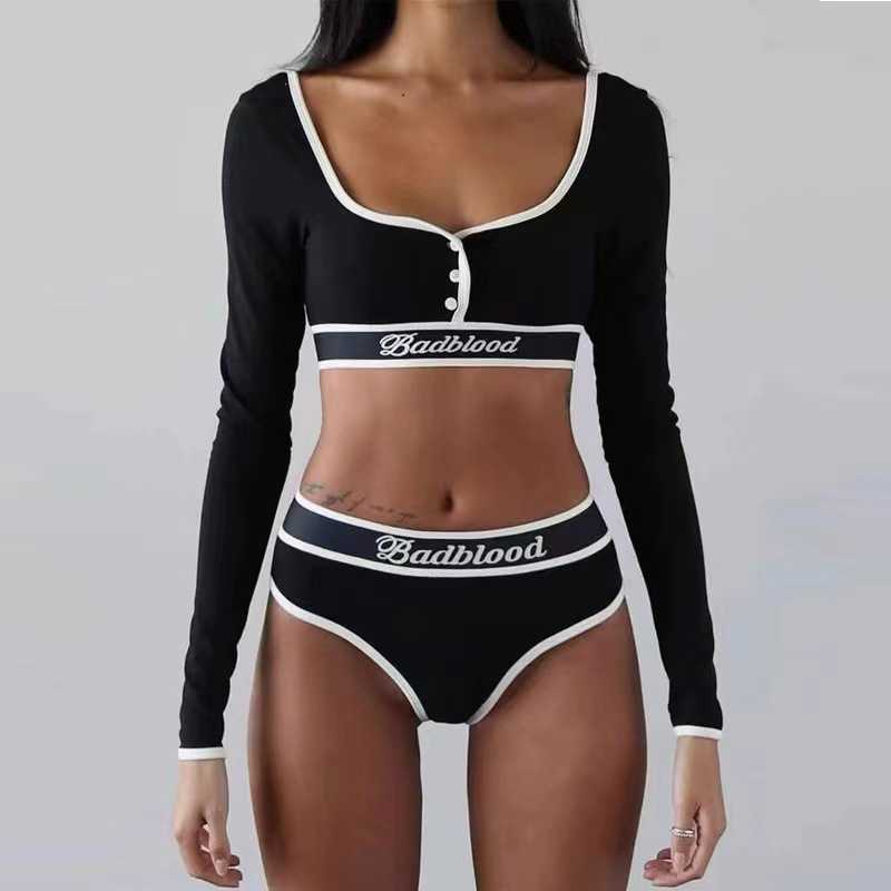 Yoga Outfit Badblood Short Long Sleeved T-shirt for Female Niche Spicy Girls American Style Minimalist Casual Yoga Sports Bra Vest H250307 G6CG