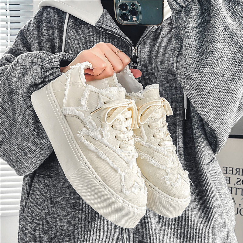 New Trend Free Shipping Of Men S Shoes In The Summer 2025 Personalized Lace Fabric Low Cut Breathable Board Fashionable Single Shoe Sports Casual