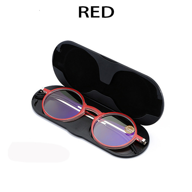 Thin Reading Protable Pocket Presbyc Eye Anti-Blue Ray Spectacles Eyeglasses With Case Round Glasses Frame +2