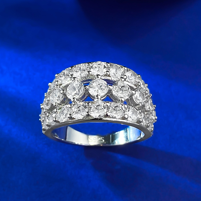 2025 Mother's Day Gift Wedding Ring Gorgeous Luxury Jewelry Genuine 100% 925 Sterling Silver Round Cut Stack White Moissanite Diamond Women Bride