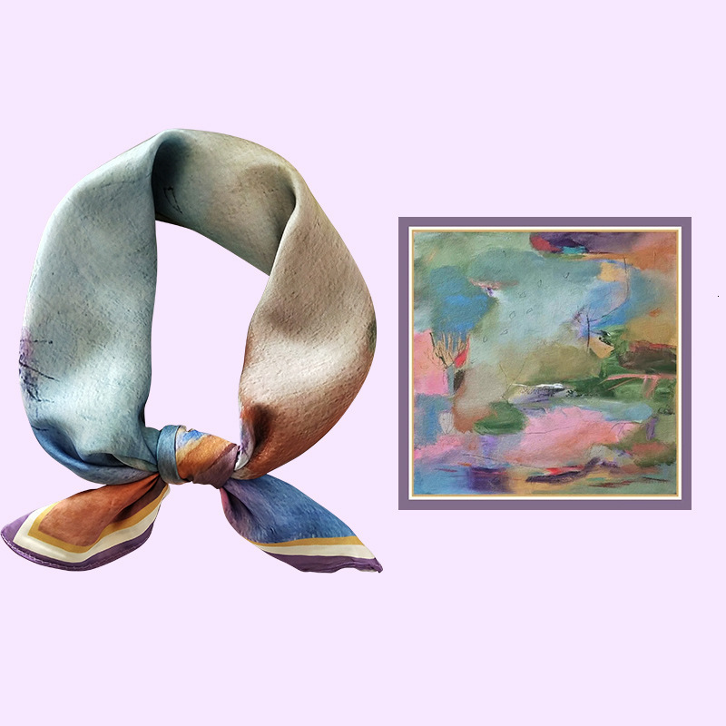 Silk Scarf Women Toolbox Print Square Scarves Head Echarpes Silk Foulards Femme Wraps Beach Shawl Bandana Lady Hijabs 90CM 240314
