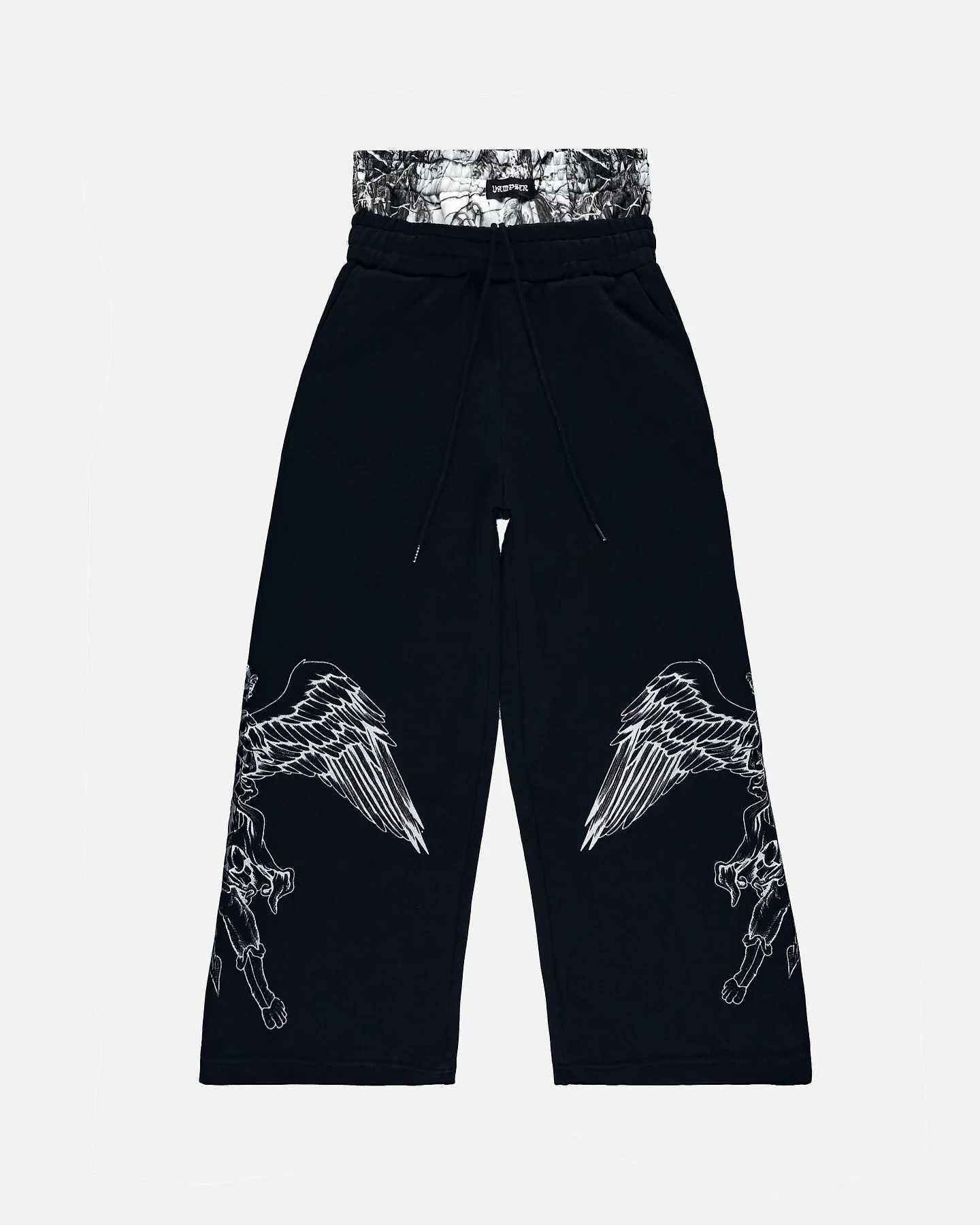 American mens and womens sports pants Y2K Gothic hip-hop retro double camouflage design loose elastic waist jogging casual pantsT250319
