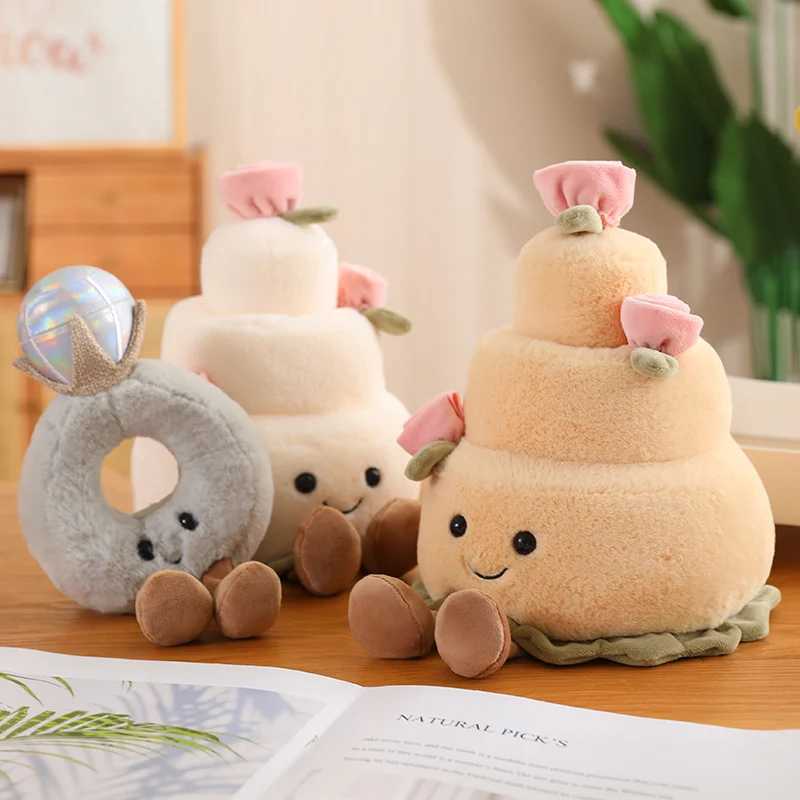Kawaii Cartoon Hot Cake Plush Doll High Quality Soft Stuffed Fruit Strawberry Wedding Cake Simulation Food Plush Toy Home DecorT250310