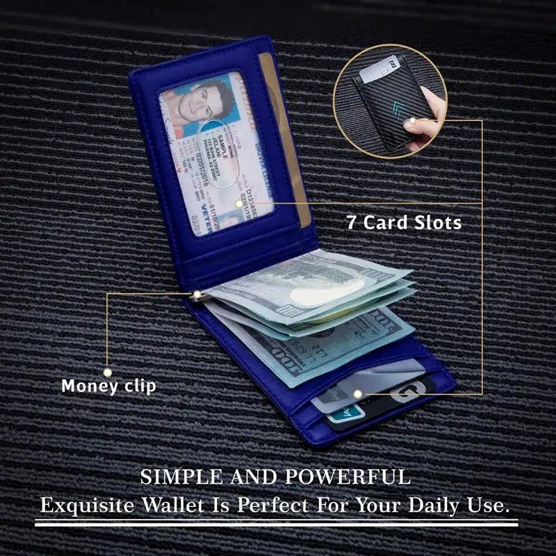Hot selling US dollar wallet for men, new carbon fiber pattern anti-theft brush wallet, short RFID moneyClamp