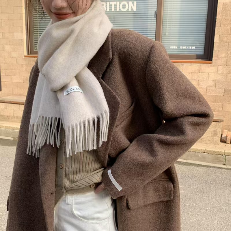K092 Warm wool ~ candy color solid wool scarf winter ins all-match warm neck shawl Korean style new
