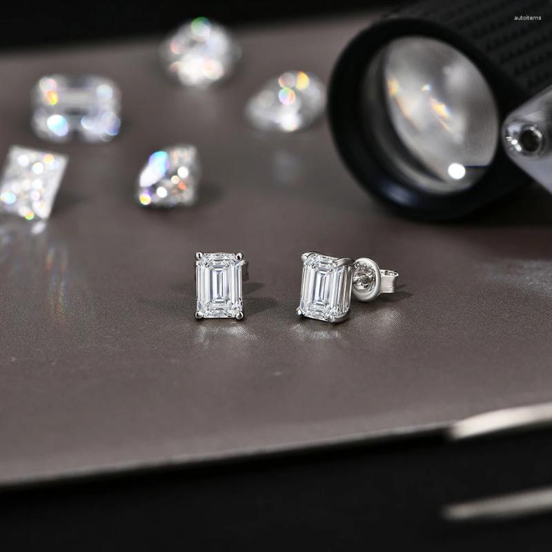 Stud Earrings ATTAGEMS Diamond Moissanite 1.0CT Emerald Cut For Women Solid 18K 14K 10K Gold Elegant Engagement Fine Jewelry
