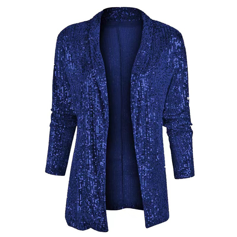 X39Casually Chic Women's Sequined Small Suit Jacket - Sleek Solid Colors & Slim Fit Design