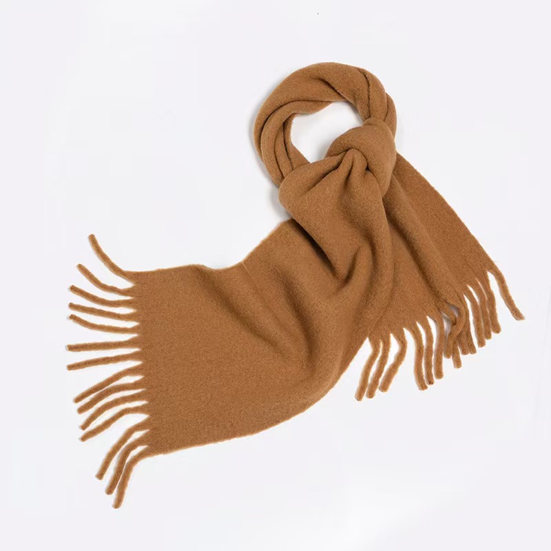 K086 Custom-made alpaca wool blended scarf with super-positive color matching, containing 75% wool, warm and thick solid color neck scarf