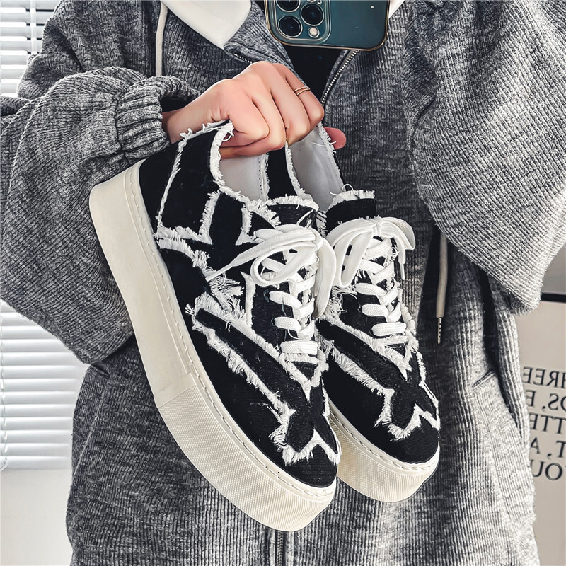 New Trend Free Shipping Of Men S Shoes In The Summer 2025 Personalized Lace Fabric Low Cut Breathable Board Fashionable Single Shoe Sports Casual