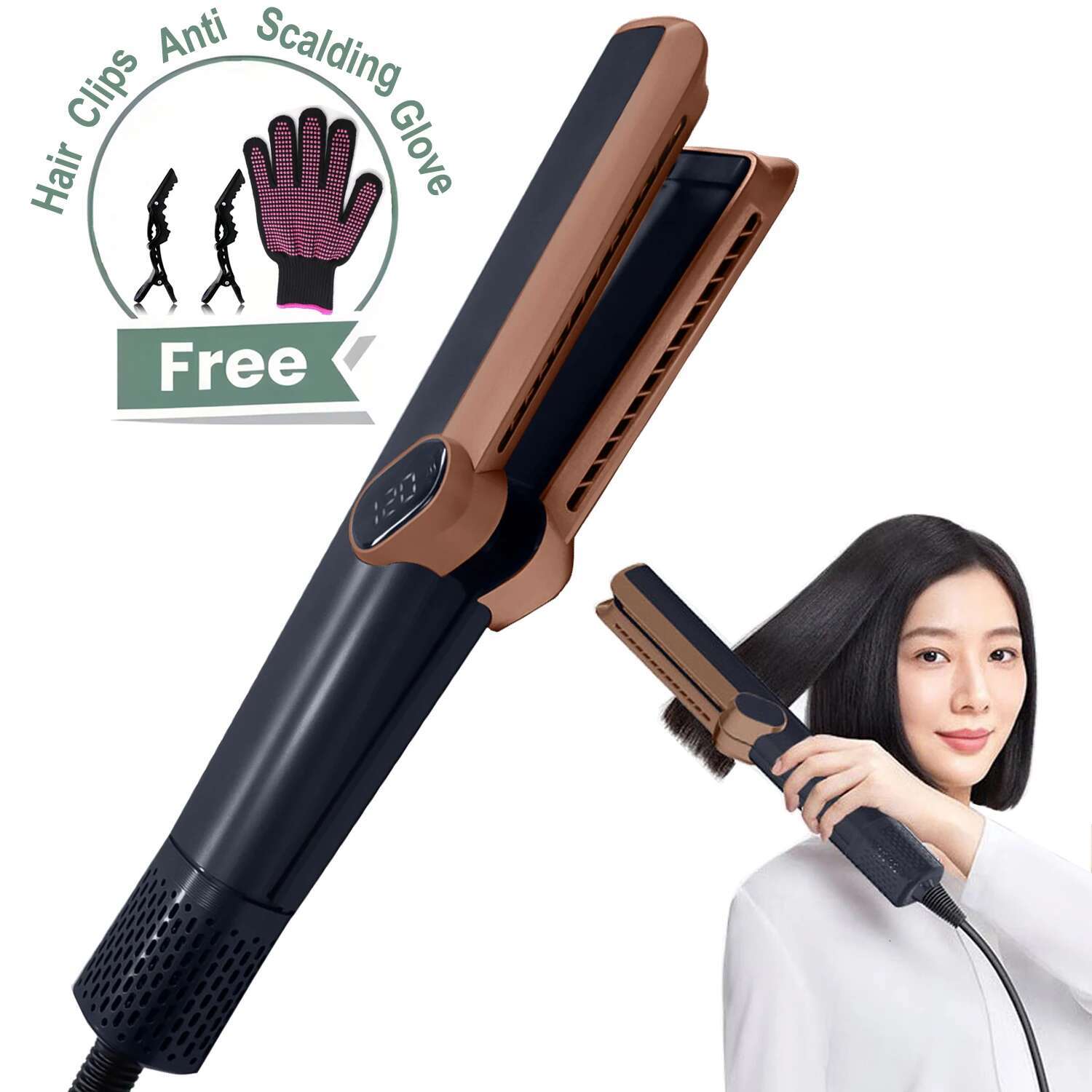 Airstrait Straightening Iron LCD Screen Airw 2 In 1 Blower110000rpm Wet To Dry Hair Straightener