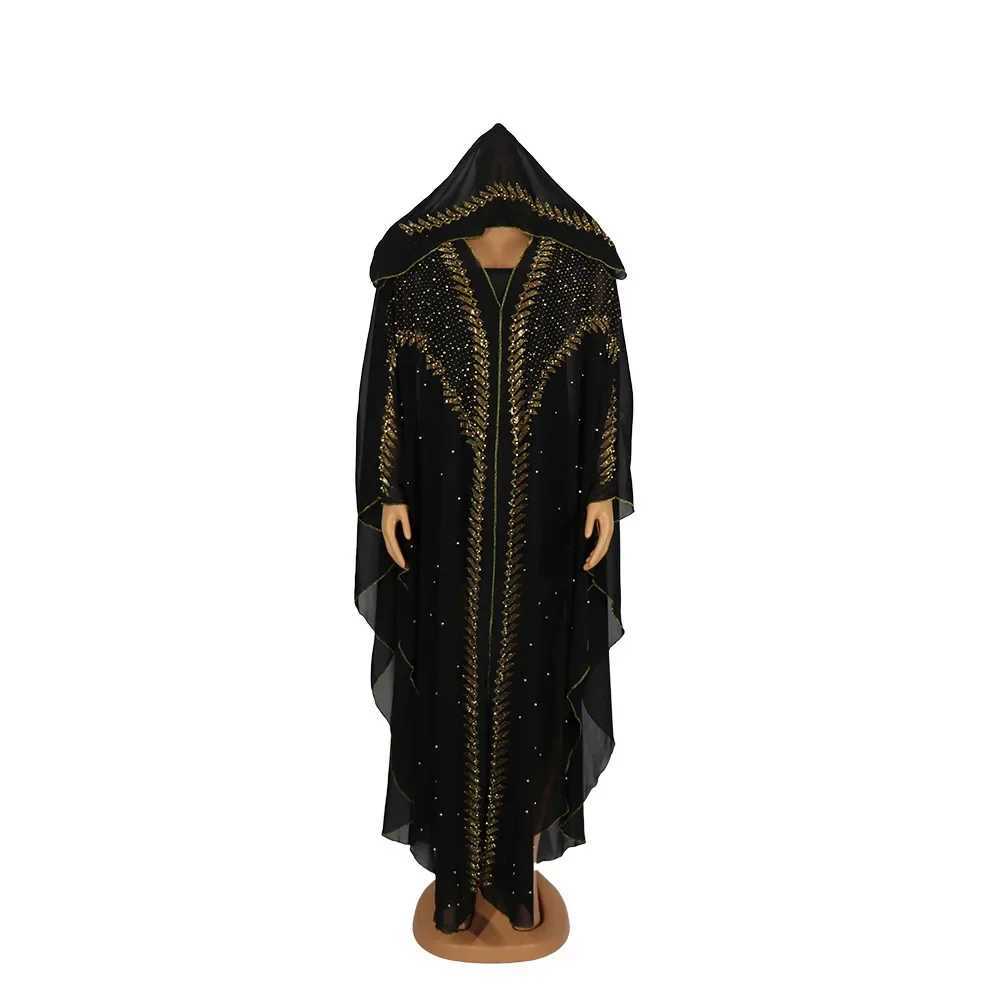 Luxury rican Dresses for Women 2023 New rican Clothing Dashiki Abaya Dubai Robe Evening Long slim Dress Hood CapeXJ250310