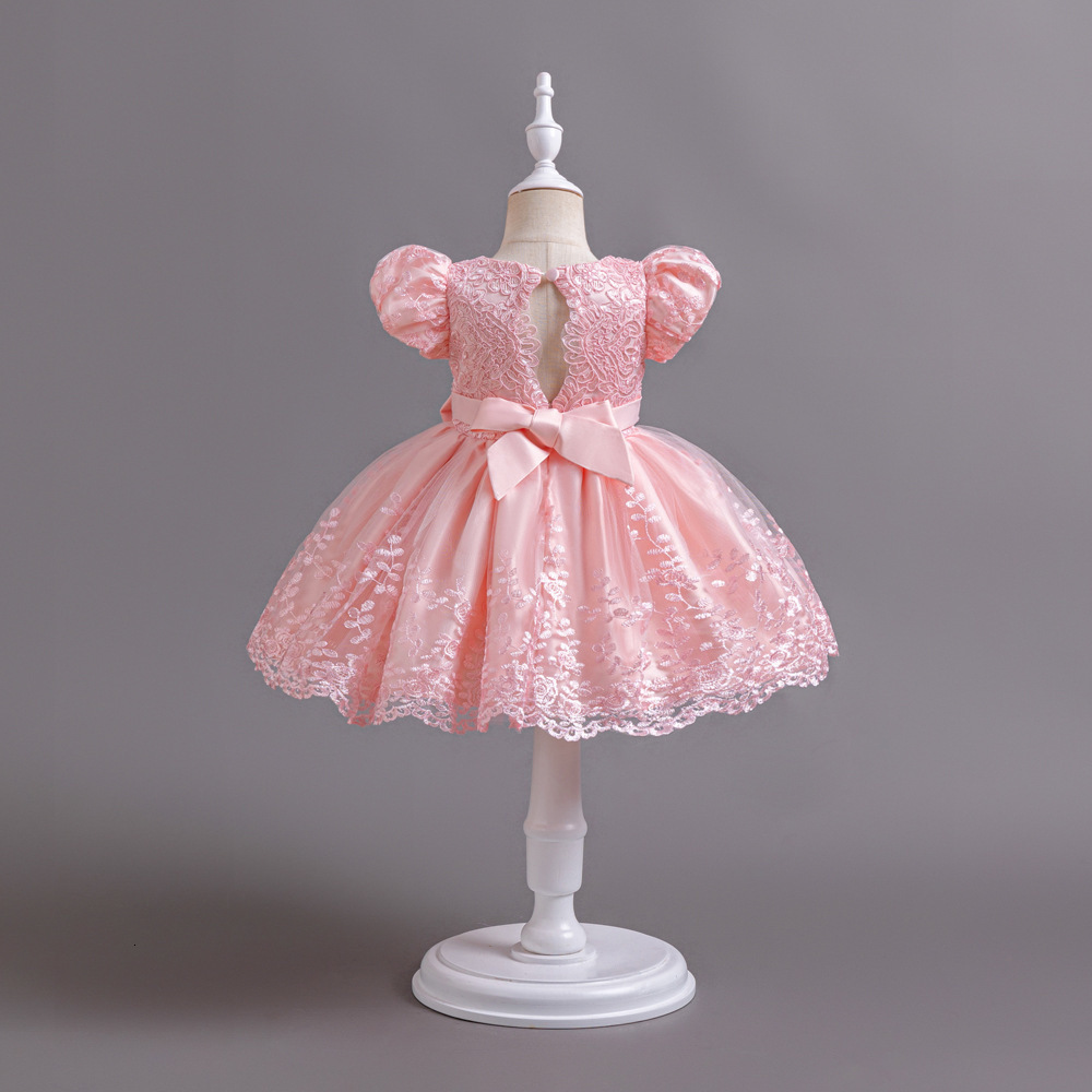 New childrens dress girls dress lace puffy veil piano performance princess dress 240322