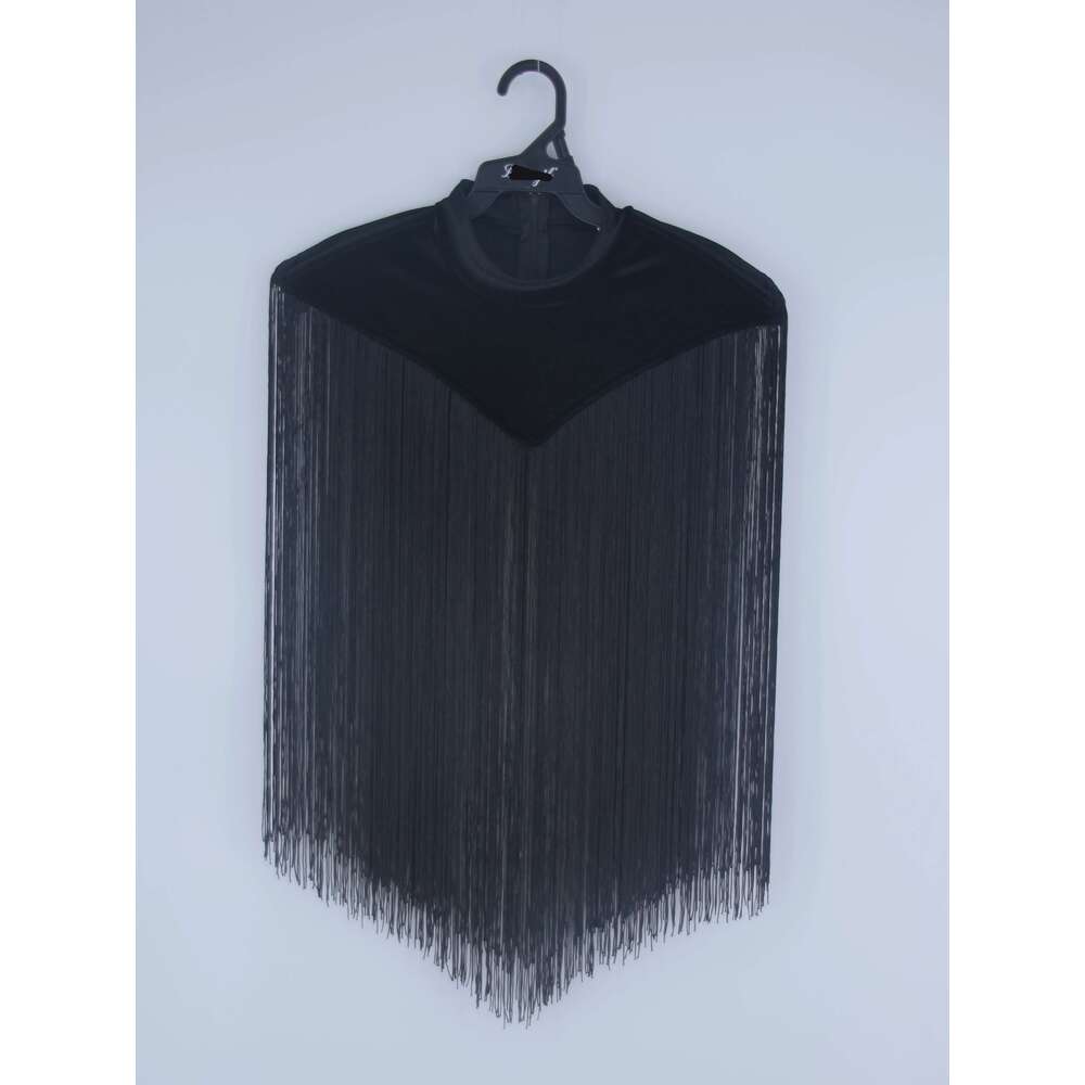 Vintage Mandarin Collar Tassel Cape, Polyester Non-Stretch Solid Color Flared Hem, Regular Fit, Woven H-e Contour, Spring/Summer/Fall
