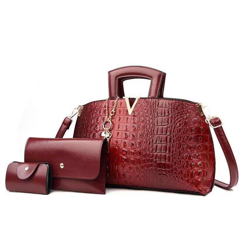 Women's Bags Handbag Stylish Alligator Print Women's Shoulder Crossbody Three-piece Set Bag