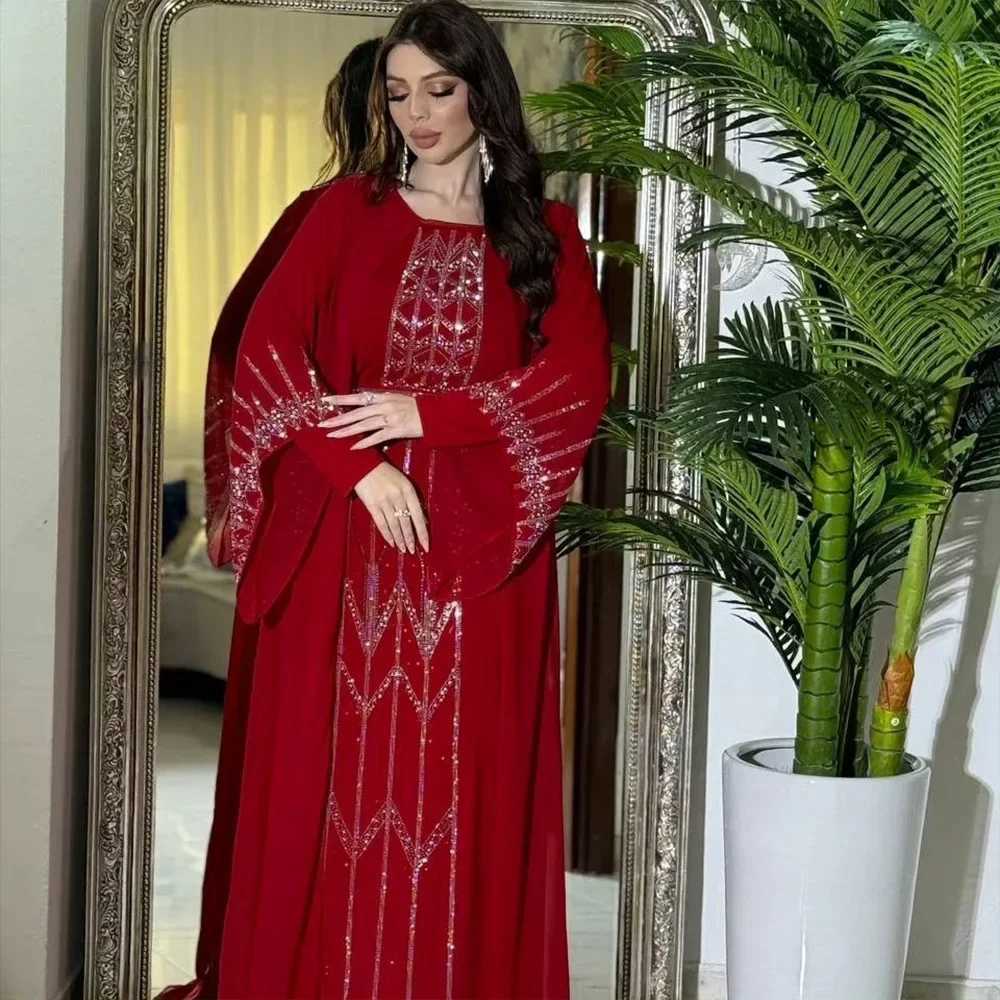 Arabia slim Dress Women Chiffon Dubai Abaya Lace-up Casual Party Elegance Fe Two Pieces Daily Dress Ktan Femme sulmanXJ250310