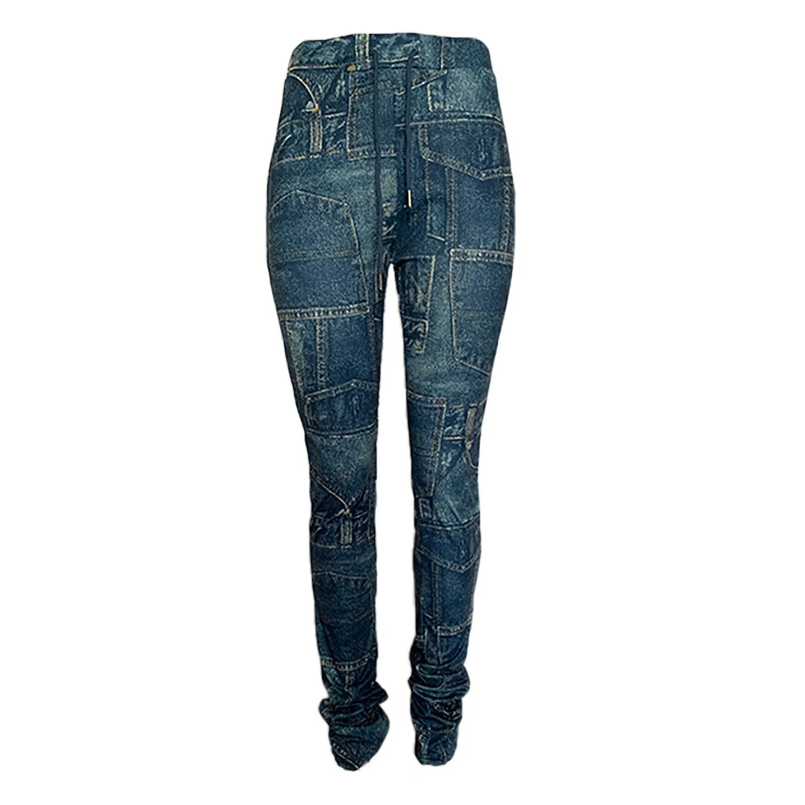 Cargo Pants Women Plus Size Casual Jeans Print Trousers Strap Long Pocket Pant Wide Pants Women High Waist Womens Pants 250305